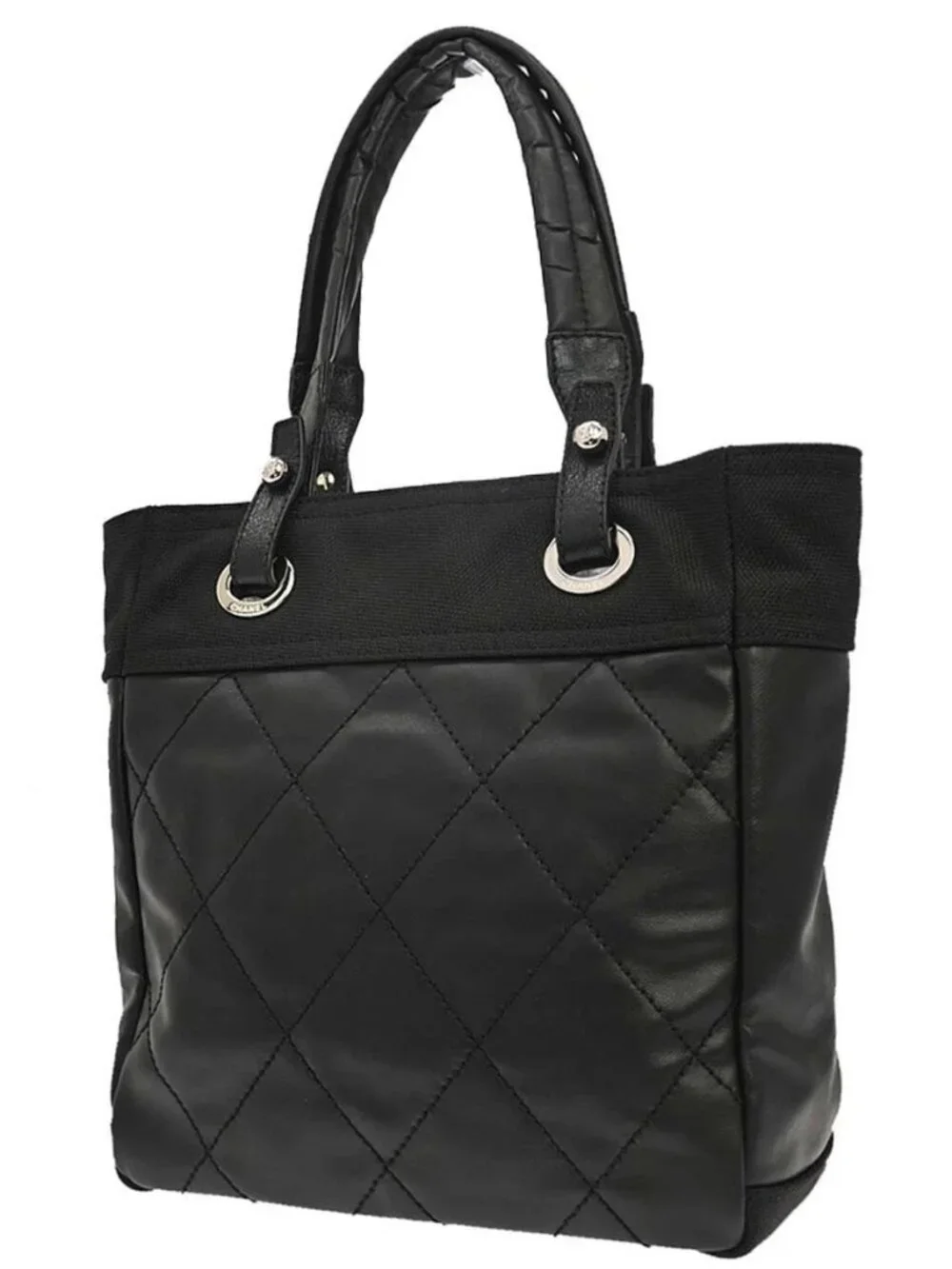 Chanel Black Canvas Paris-Biarritz Tote PM Handbag 197891